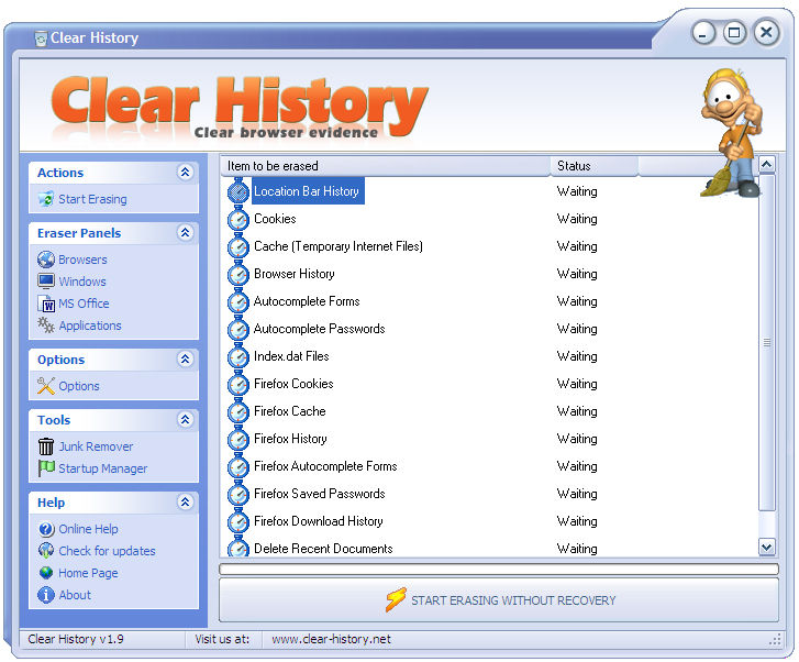 Clear History 1.9 screenshot